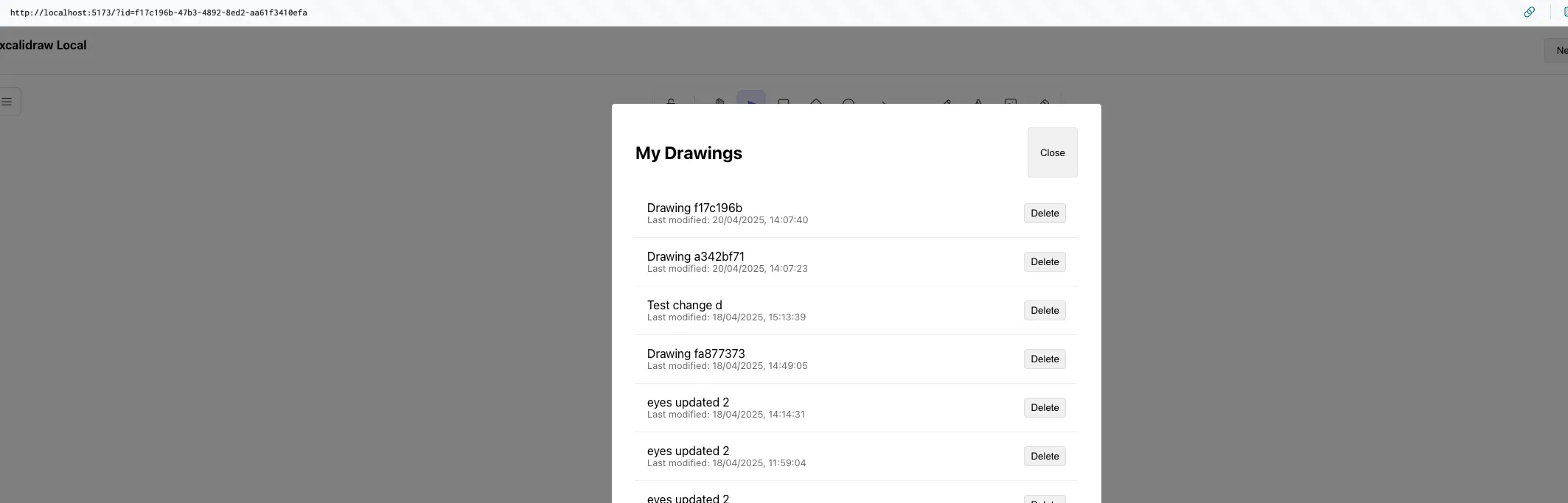Initial drawing list